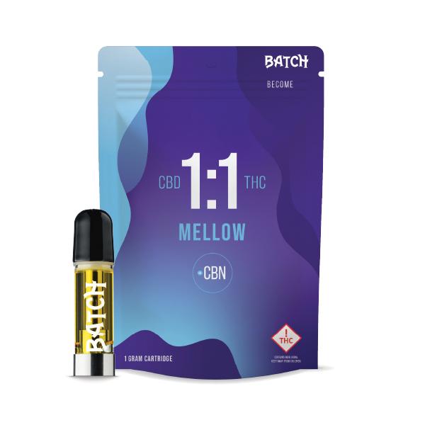product_d8e9f81a-bacc-4837-88cf-378d8873e489 Batch Become Cart 1:1 Mellow CBD:THC CBN 1g - Image 1