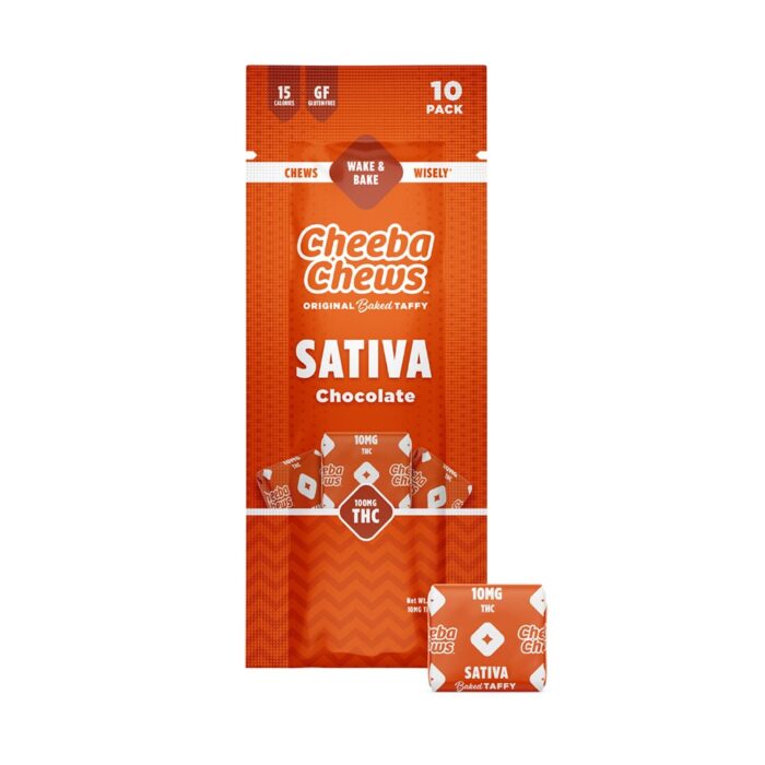 Cheeba Chews Taffy Sativa Chocolate 100mg - Image 1