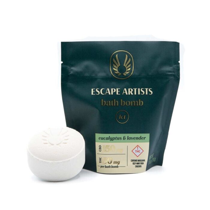 Escape Artist Bath Bomb 3:1 Eucalypus & Lavender CBD:THC 50mg - Image 1