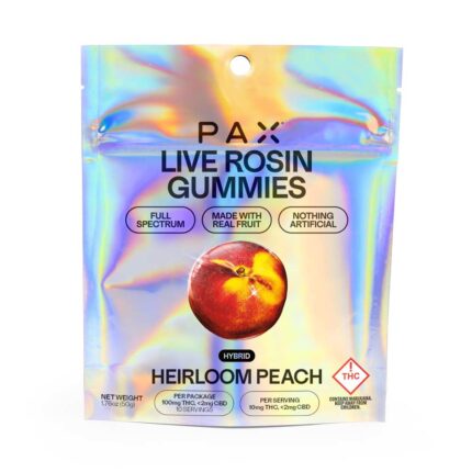 Pax Live Rosin Gummies Hybrid Heirloom Peach 100mg