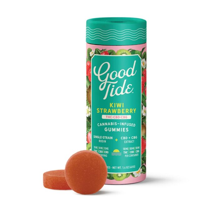Good Tide Rosin Gummies 1:1:1 Kiwi Strawberry THC:CBD:CBG 100mg - Image 1