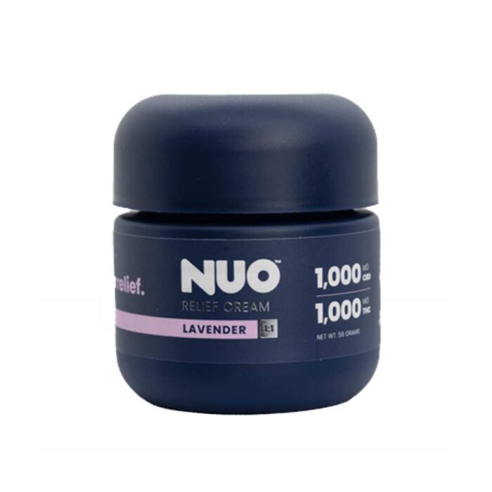 product_93578570-7369-43c8-b6ce-34b1b5658a06 NUO Relief Cream 1:1 Lavender CBD:THC 1000mg - Image 1