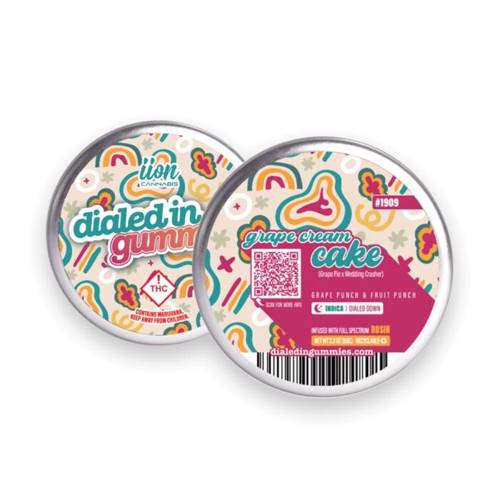 dialedin-grape-cake Dialed In... Rosin Gummies Grape Cream Cake 100mg - Image 1