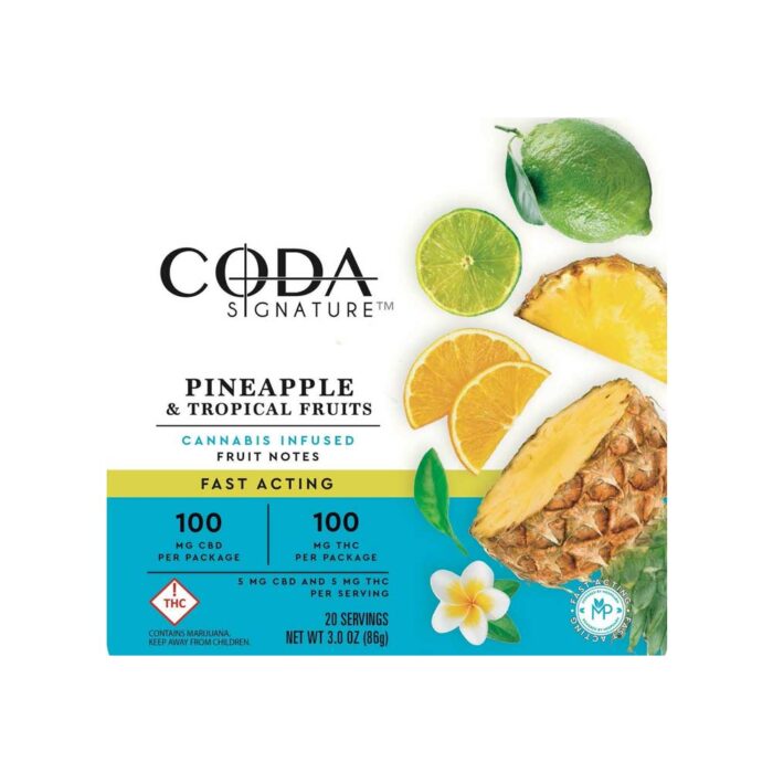 Coda Fruit Notes 1:1 CBD:THC Pineapple & Tropical Fruits 100mg - Image 1