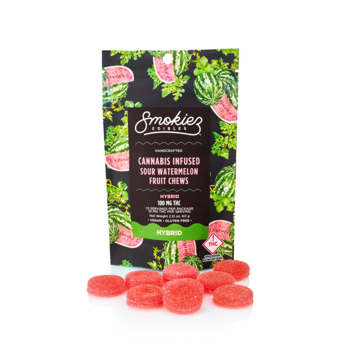 Smokiez Chews Hybrid Sour Watermelon 100mg - Image 1