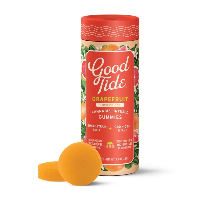 product_e9779b03-1304-4503-be34-fdae15ff4882 Good Tide Rosin Gummies 1:1:1 Grapefruit THC:CBD:CBC 100mg - Image 1