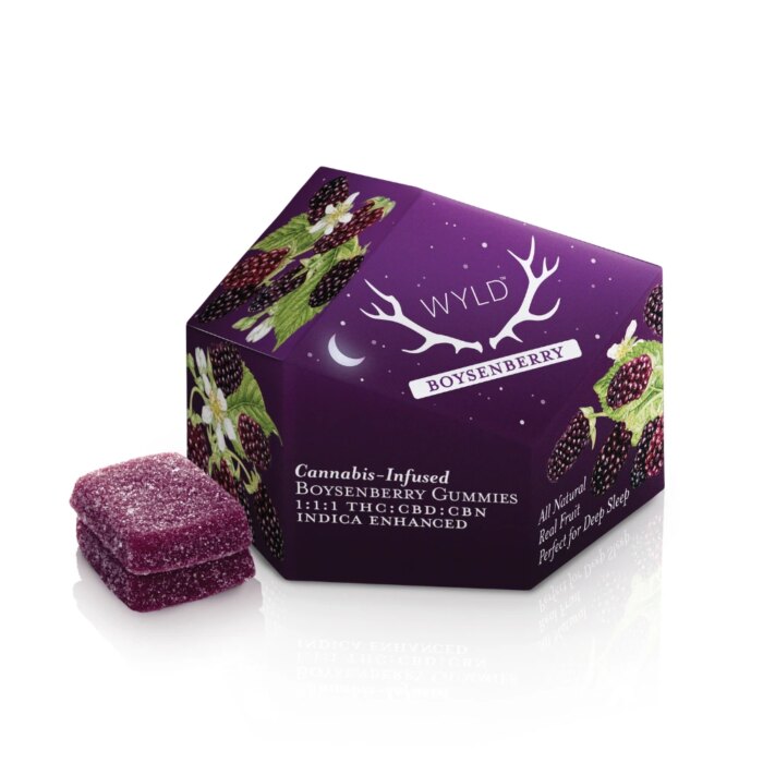 Wyld Gummies 1:1:1 Indica Boysenberry 100mg - Image 1