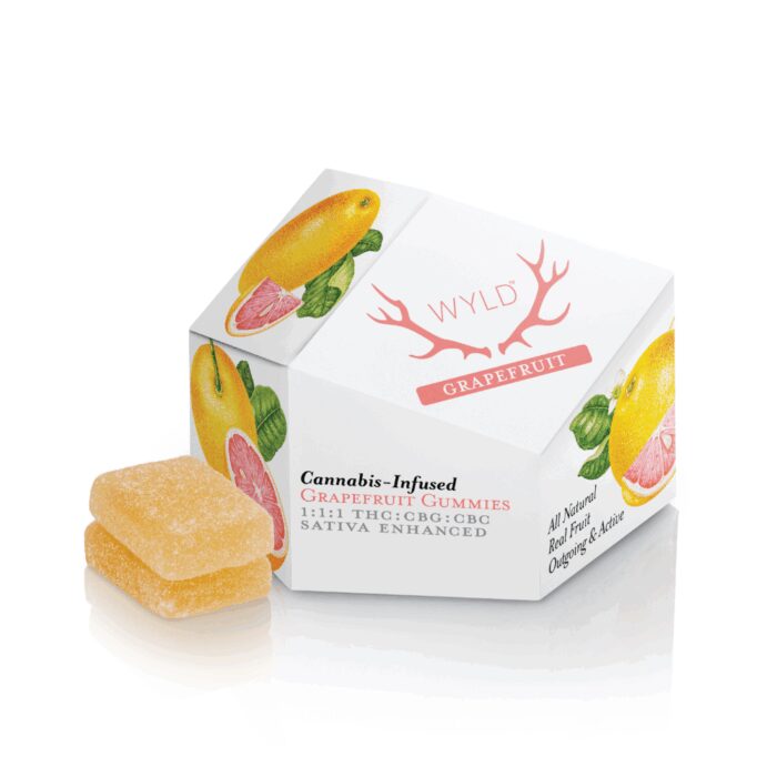 product_8fbf3a13-7cae-42b1-923f-fed98633a10e Wyld Gummies 1:1:1 Sativa Grapefruit 100mg - Image 1