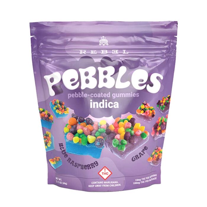 Rebel Pebbles Gummies Indica Blue Raspberry   Grape 100mg - Image 1